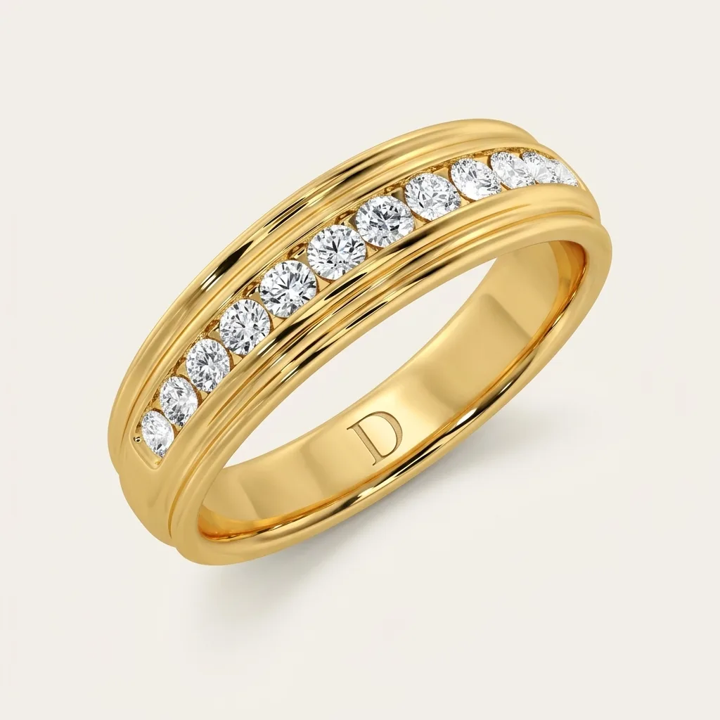 Tratto Men's Band — Yellow Gold — three-quarter