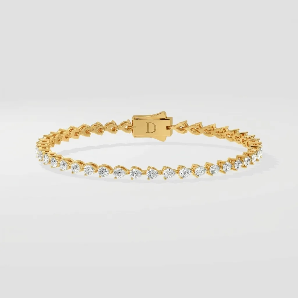 Seta 0.08 Ct Pearl Tennis Bracelet — Yellow Gold — straight-on