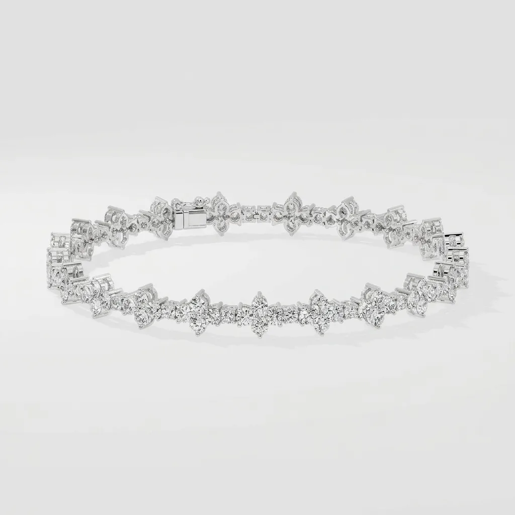 Livia Diamond Bracelet — White Gold — three-quarter