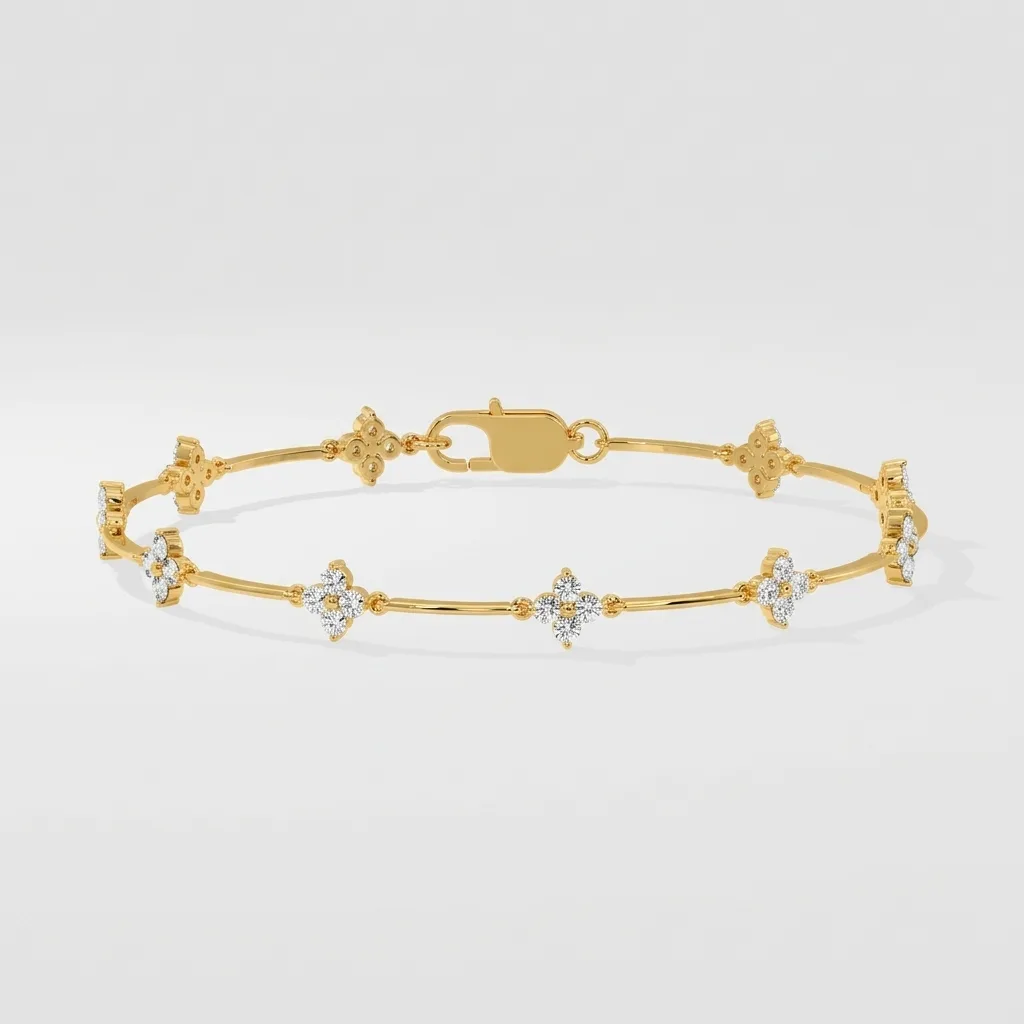 Astra Diamond Bracelet — Yellow Gold — three-quarter