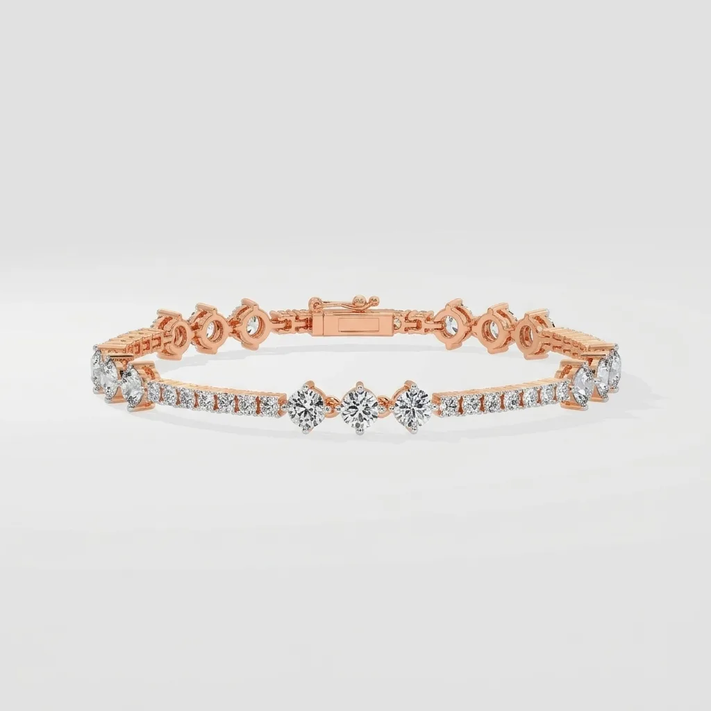 Lumen Diamond Barcelet — Rose Gold — three-quarter