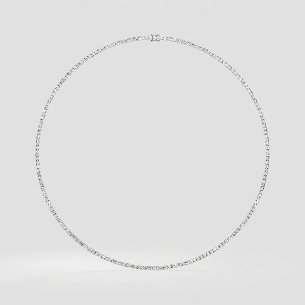 Linia Tennis Necklace — White Gold — straight-on