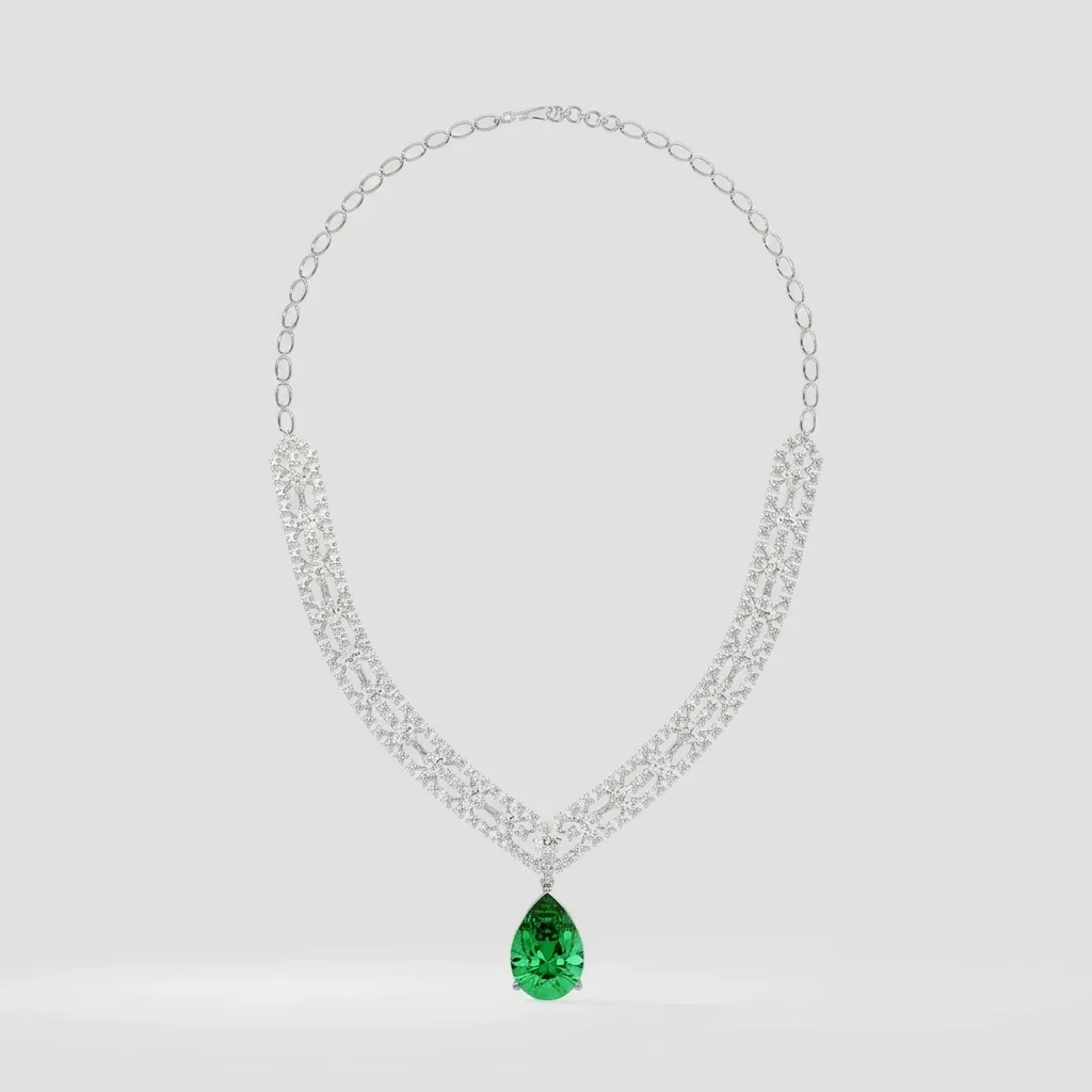 Verdia Diamond Necklace — White Gold — straight-on