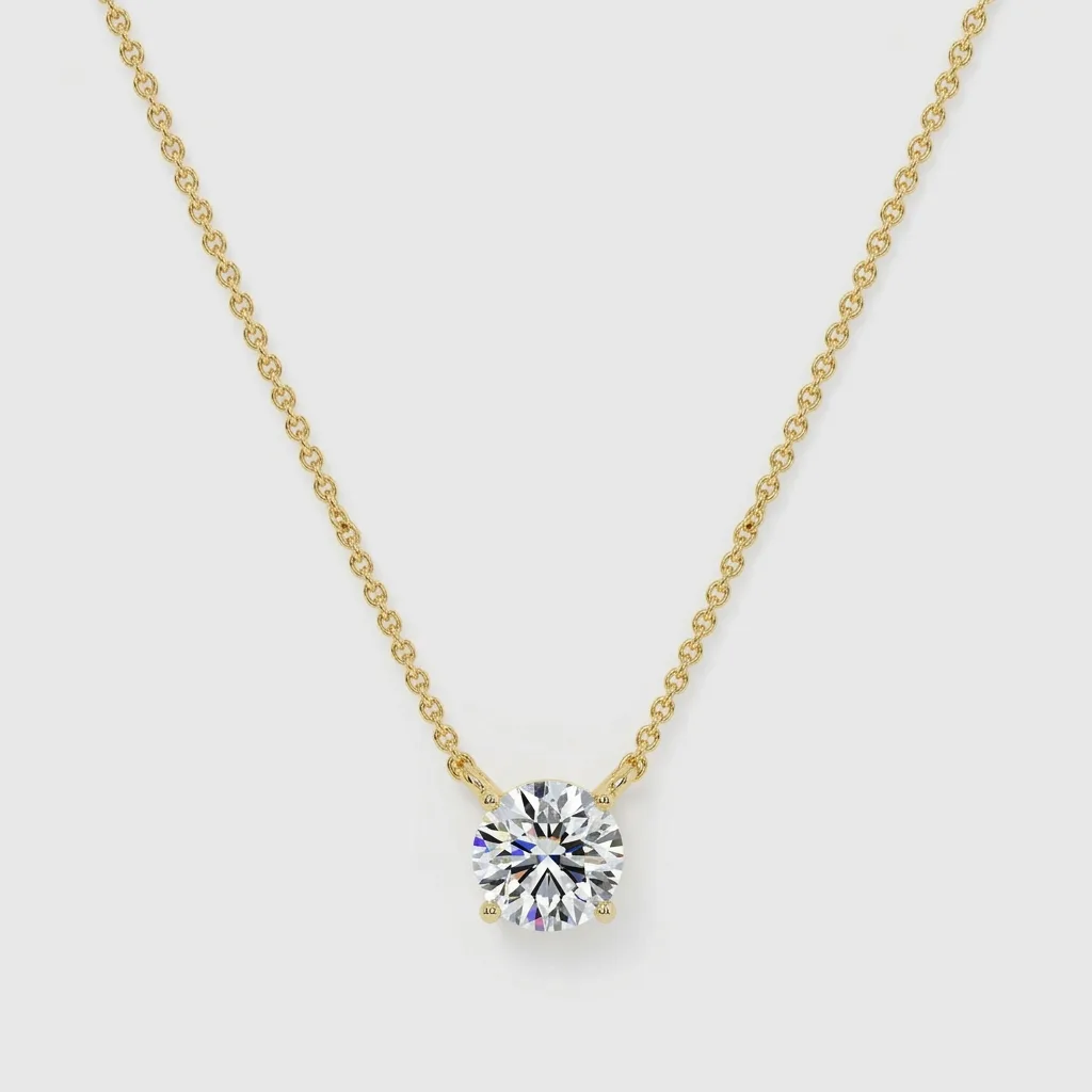 Nivea Solitaire Diamond Necklace — Yellow Gold — top-down