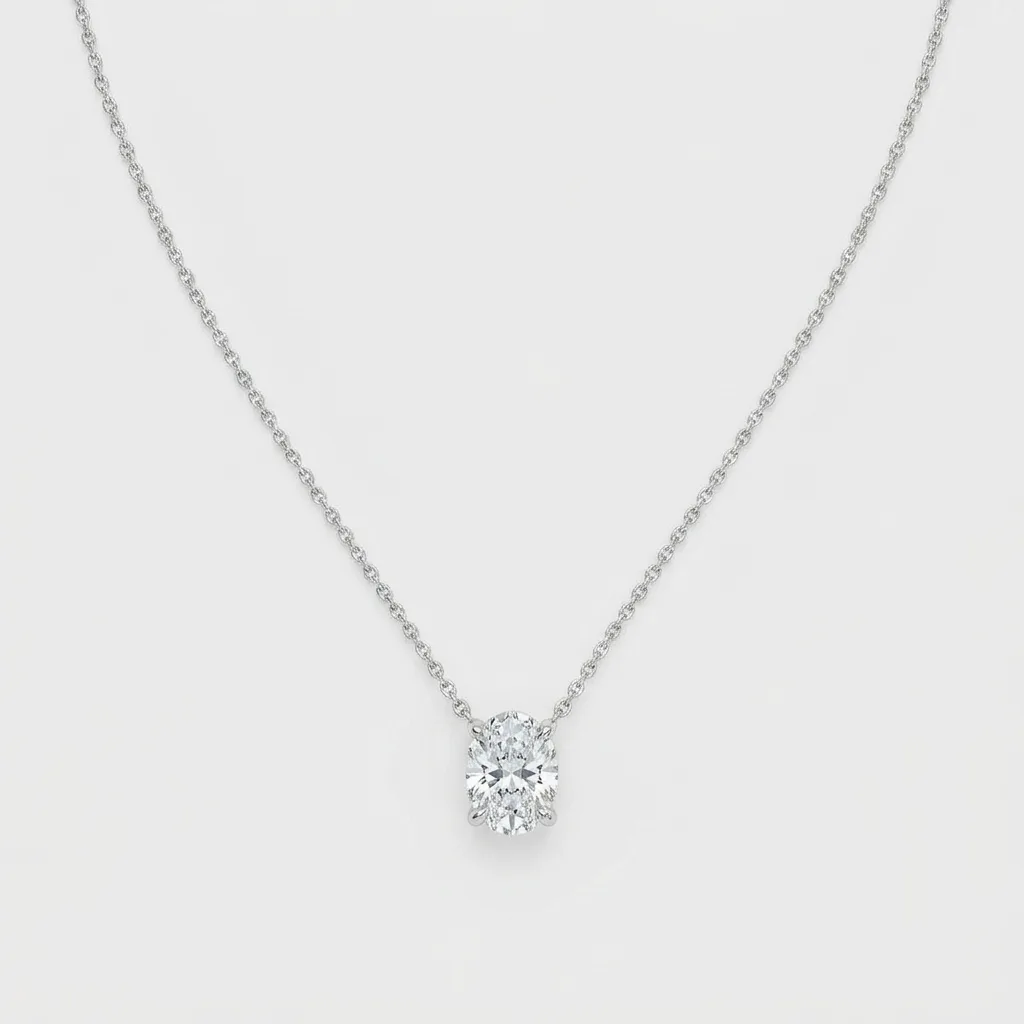 Riva Oval Necklace — White Gold — top-down