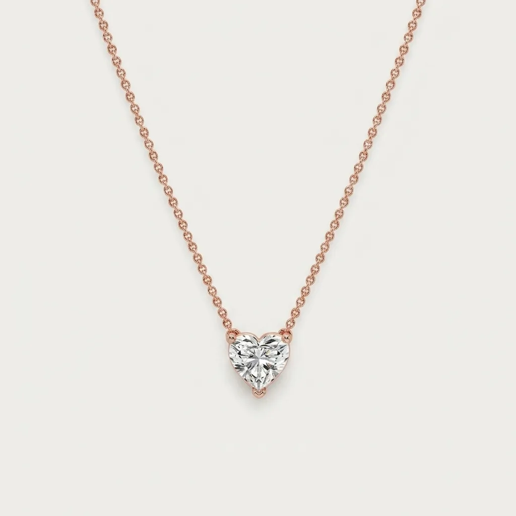 Coris Heart Necklace — Rose Gold — top-down