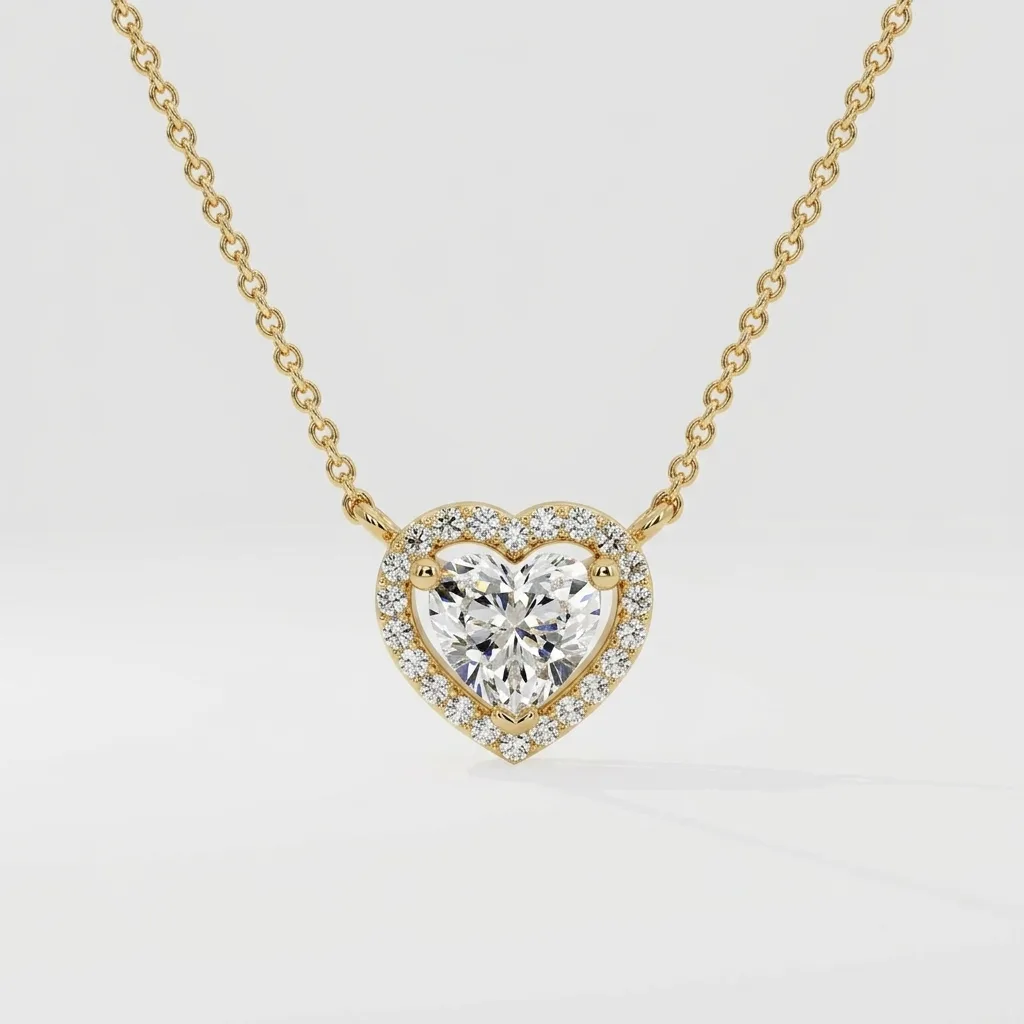 Amalia Solitaire Heart Necklace — Yellow Gold — straight-on