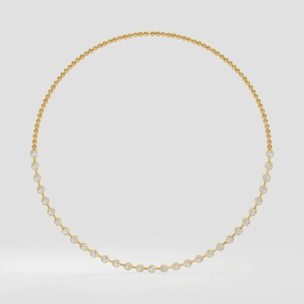 Ritmo Diamond Necklace — Yellow Gold — straight-on