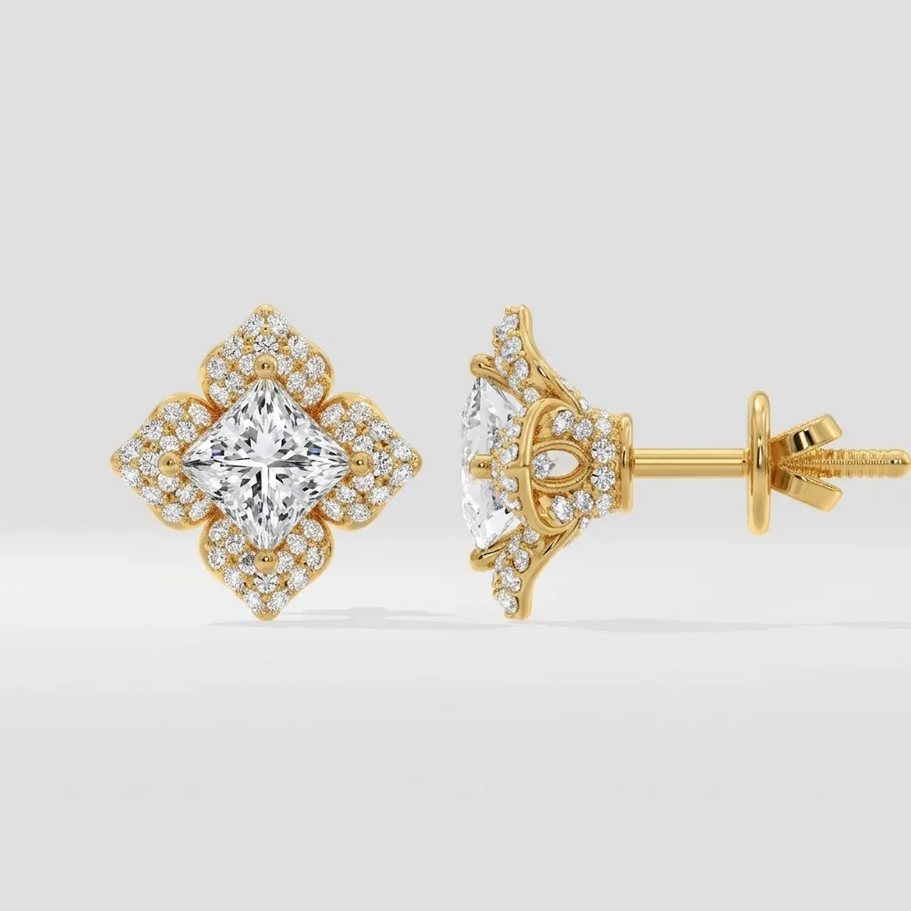 Delfina 1 Ct Diamond Stud — Yellow Gold — straight-on