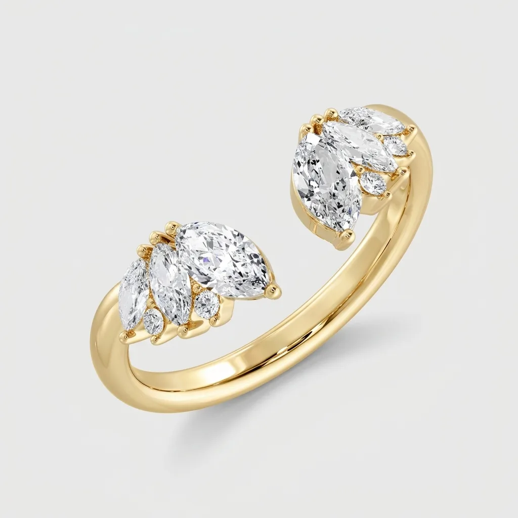 Petali Diamond Band — Yellow Gold — three-quarter
