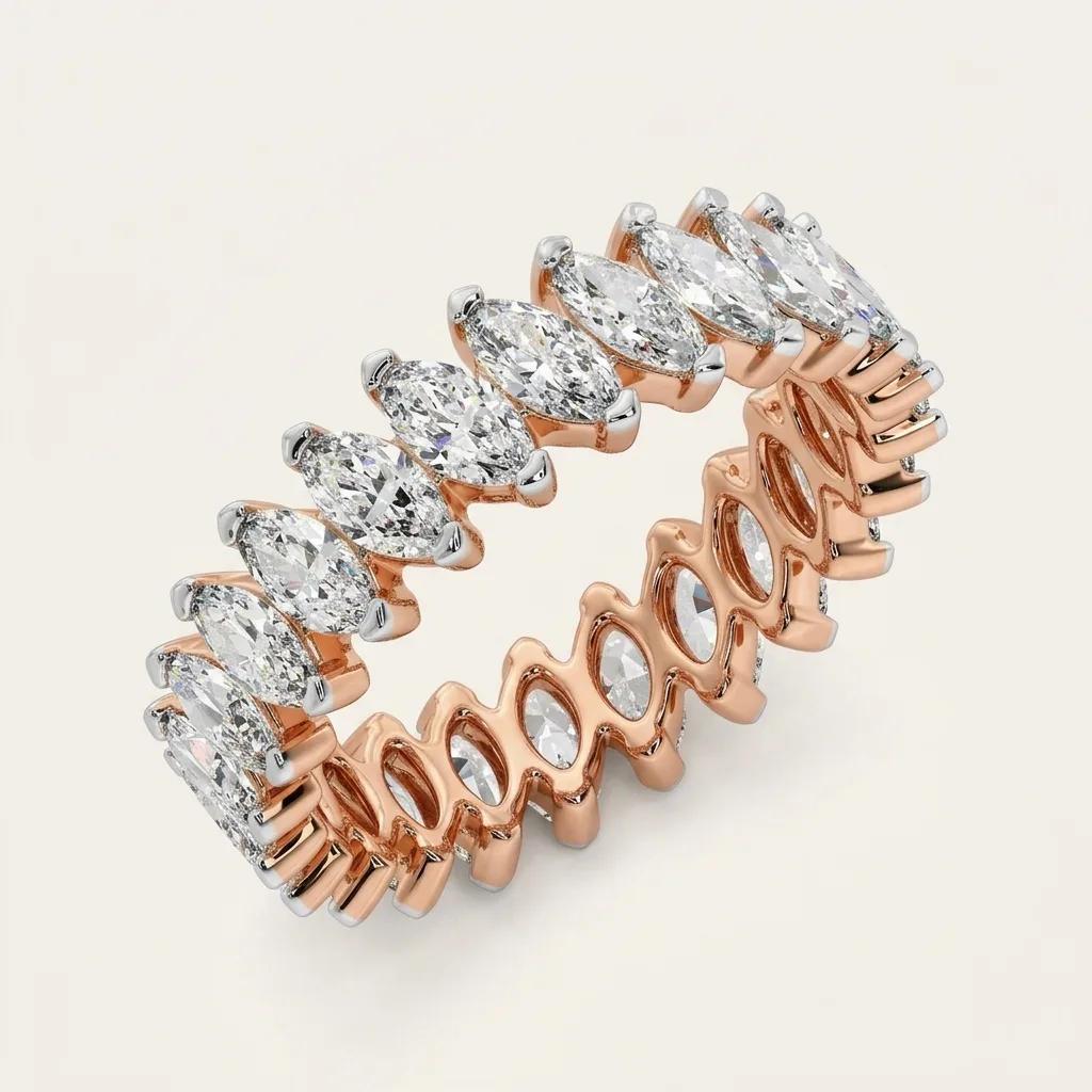 Novara Diamond Band — Rose Gold — three-quarter