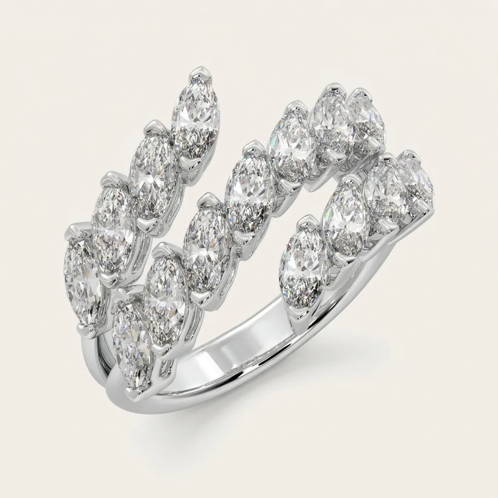 Elica Marquee Diamond Band — White Gold — three-quarter