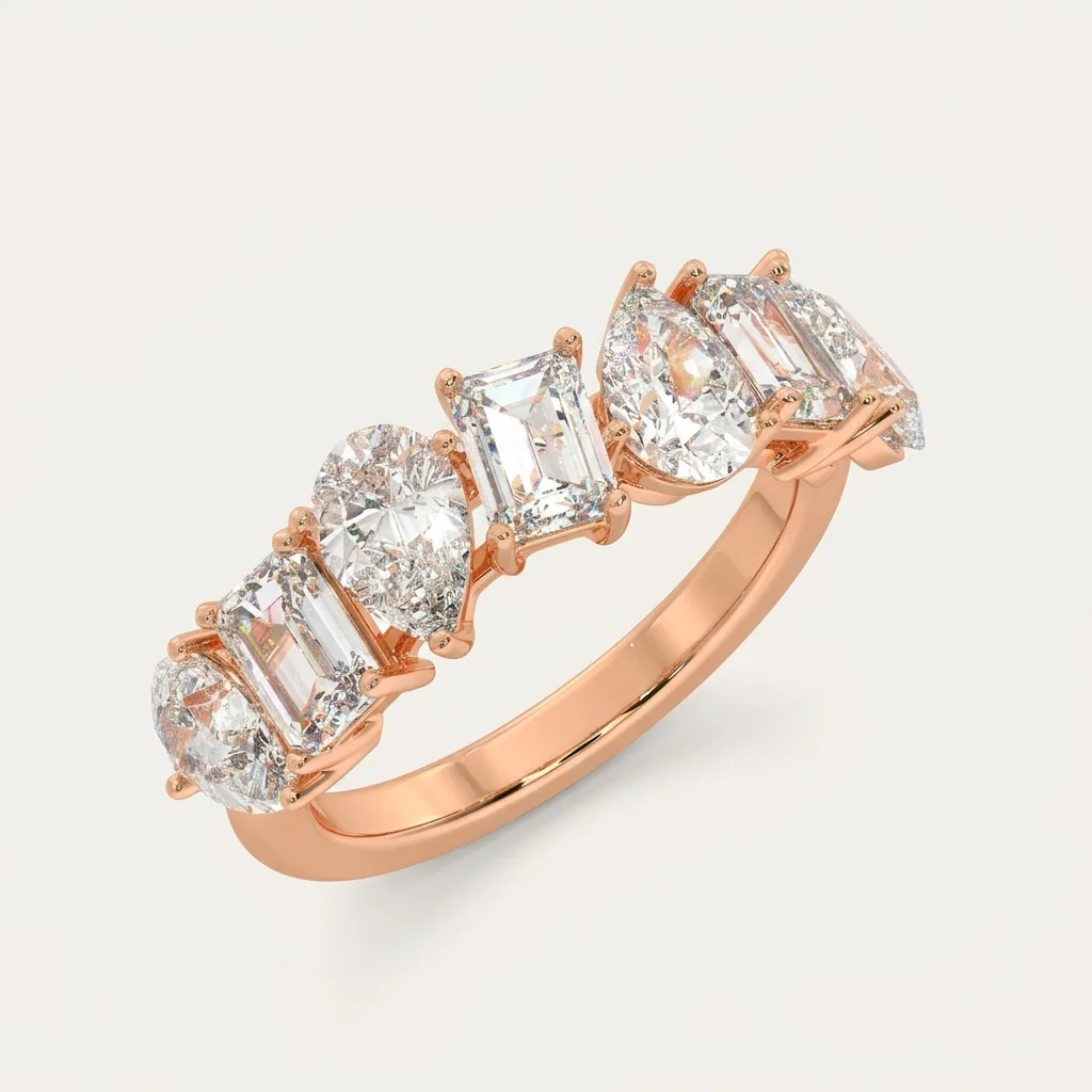 Savoia Pear & Emra Diamond Band — Rose Gold — three-quarter